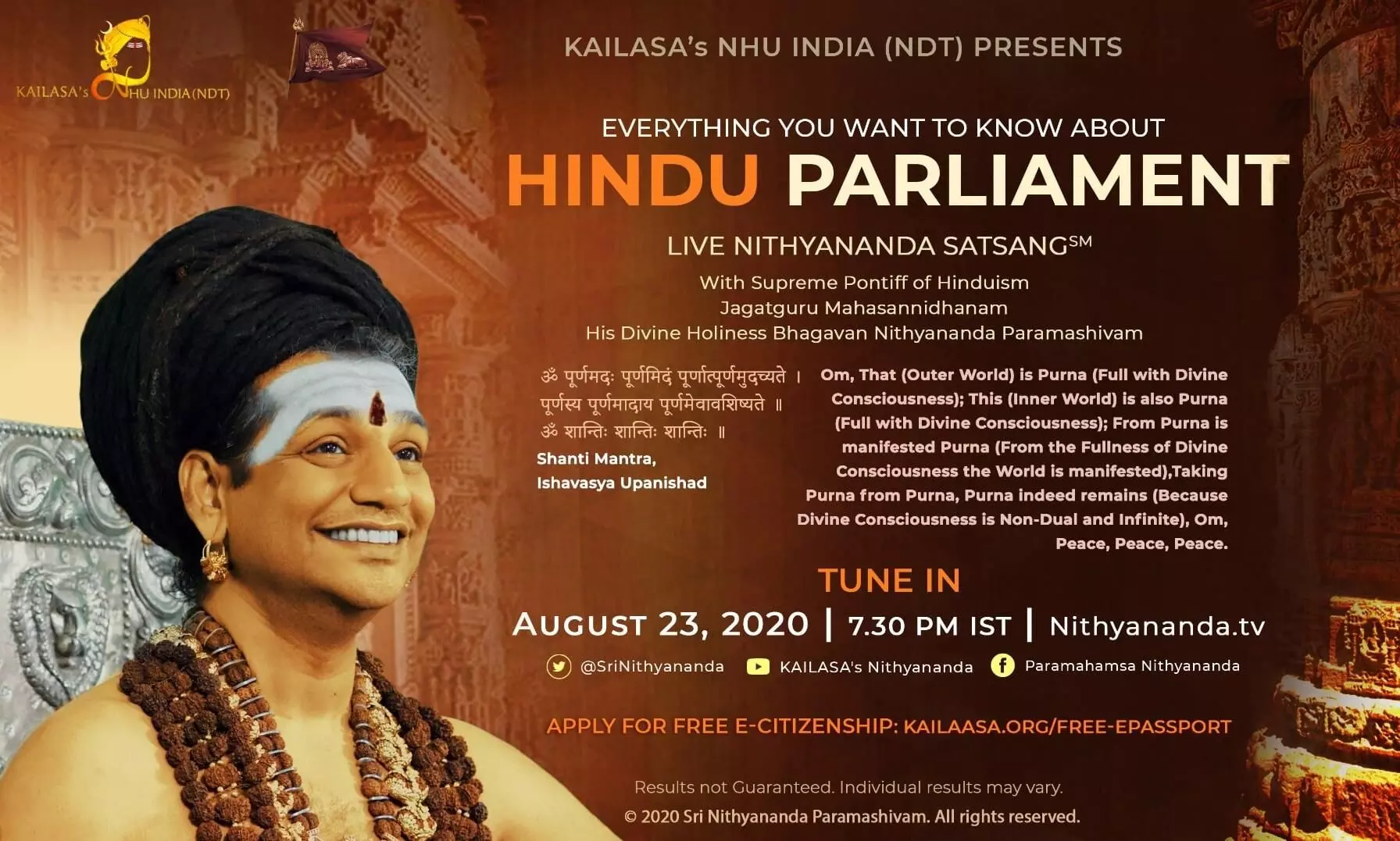 After Reserve Bank of Kailaasa, absconding Godman Nithyananda comes up with a Hindu parliament