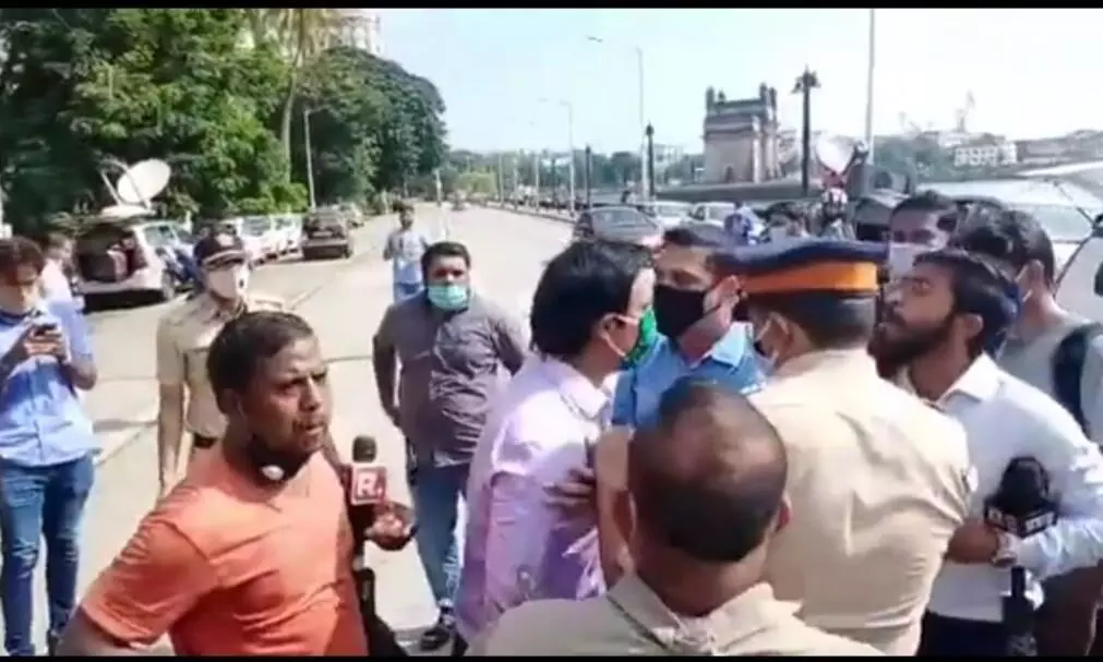 Police intervene as journalists scuffle over coverage of NCB grilling Bollywood figures