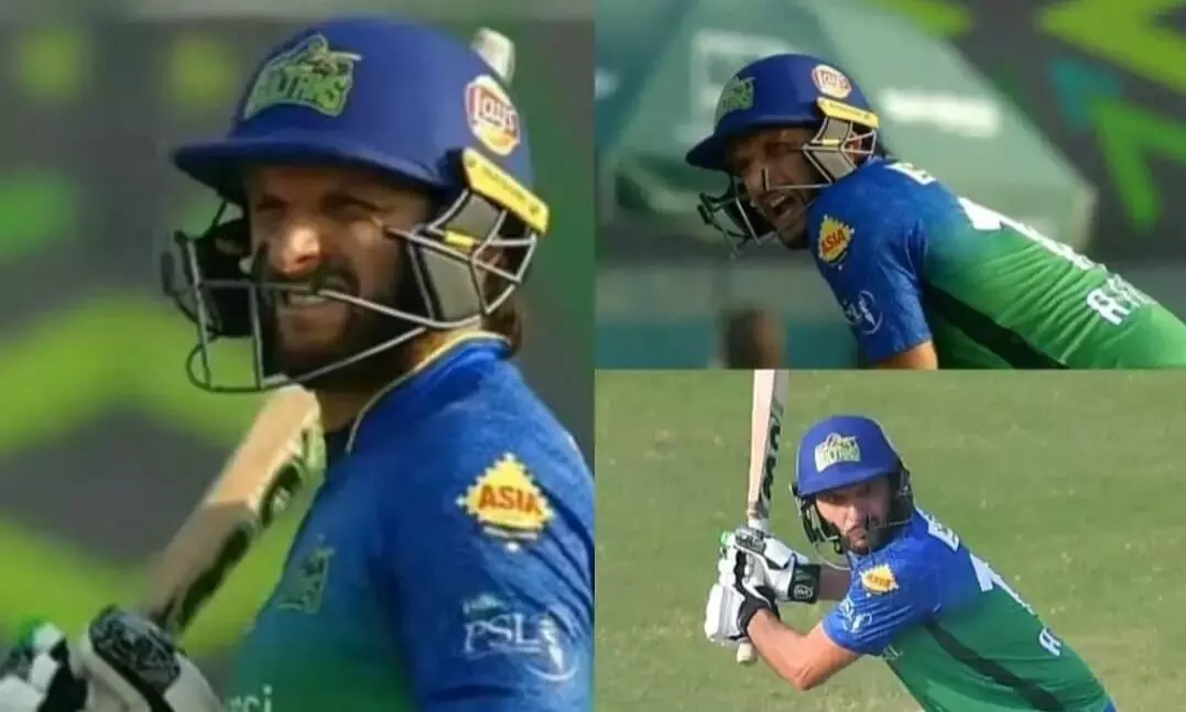 Shahid Afridi wears an unusually-designed helmet on his return to competitive cricket
