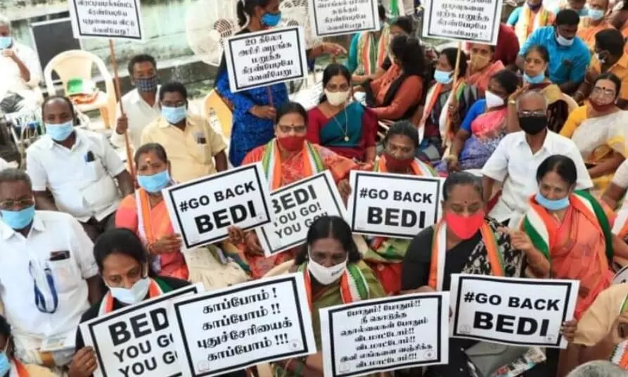 #GoBackBedi protest intensifying in Puducherry