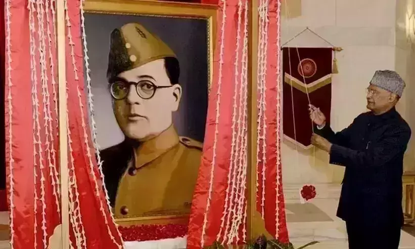 Portrait at Rashtrapati Bhavan of Subash Chandra Bose indeed