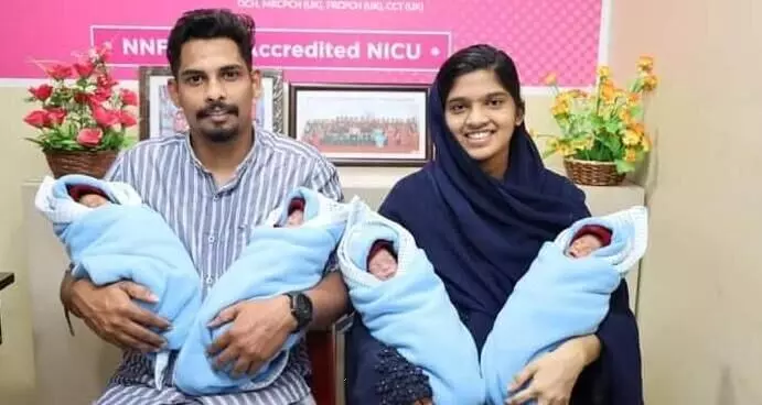 Quadruplet boys in first childbirth: Kerala couple beaming with joy