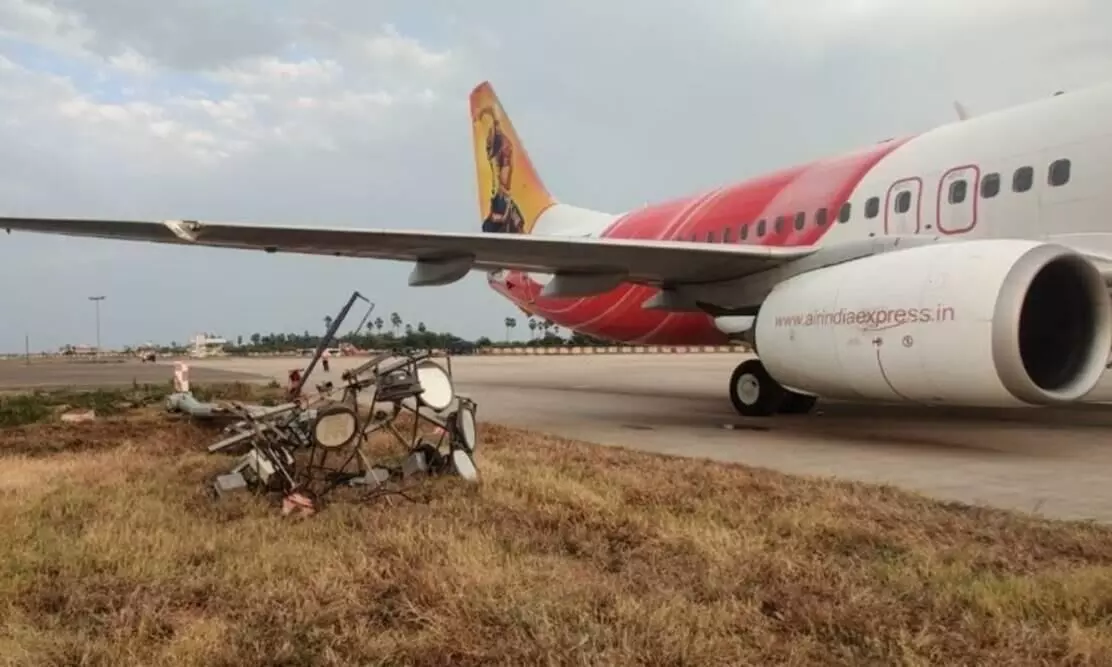Air India Express flight hits pole at Vijayawada; Passengers safe