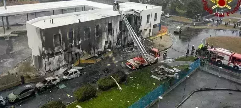 Plane crashes into building near Milan; all 8 aboard die