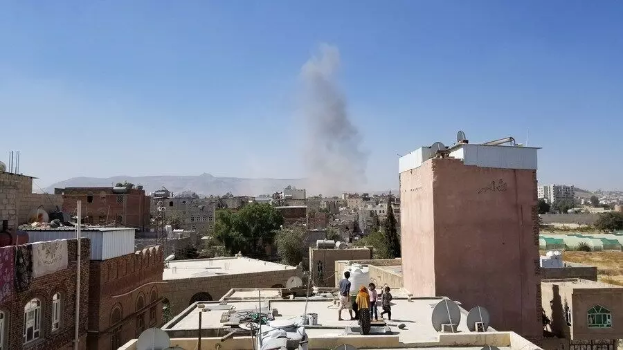 Saudi-led coalition launches airstrikes in military camp at Yemens Sanaa