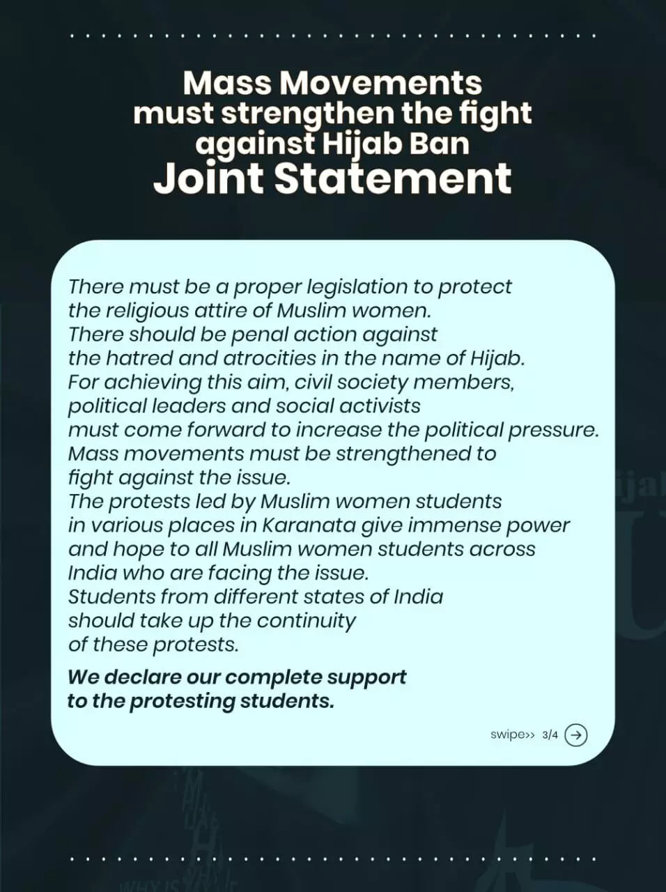 Women leaders and social activists in Kerala release statement against hijab ban