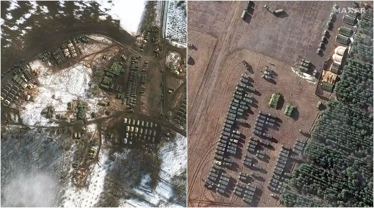 Satellite images show Ukraine border teeming with Russian military vehicles