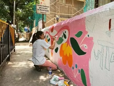 Navya Naveli Nanda paints public wall to shed light on menstrual hygiene