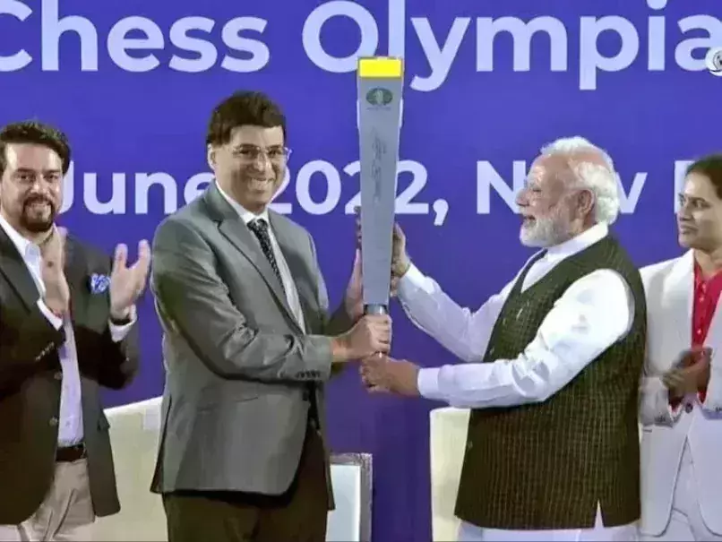 PM Modi flags off torch relay for Chess Olympiad with Viswanathan Anand