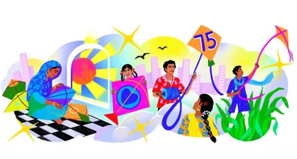 Google commemorates 75 years of Indias Independence with doodle featuring kites