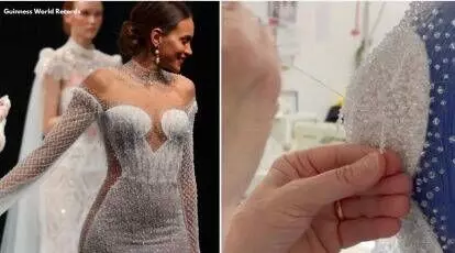 Wedding gown with more than 50,000 crystals sets new Guinness World Records