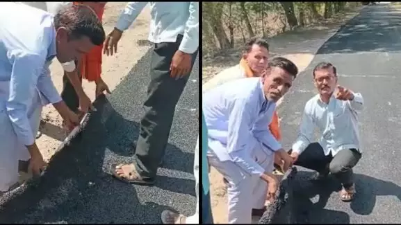 Villagers hand-lift newly built road under PM Rural Road Scheme in Maharashtra