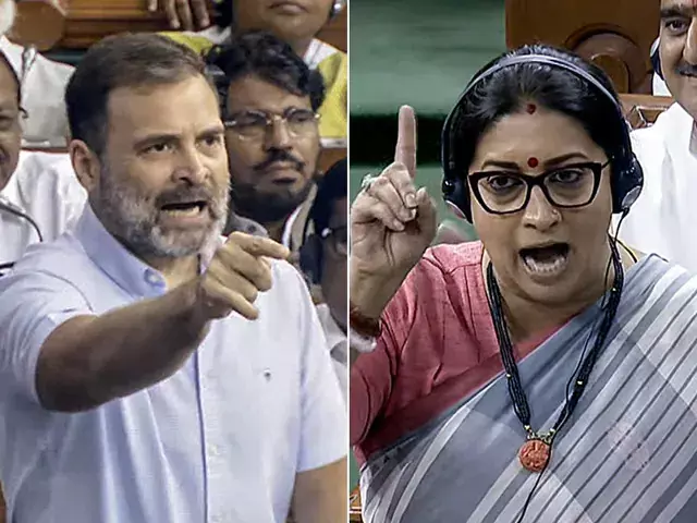‘Flying kiss’ row: Smriti Irani accuses Rahul Gandhi of misogynistic gesture in Parliament as Oppn targets PM Modi