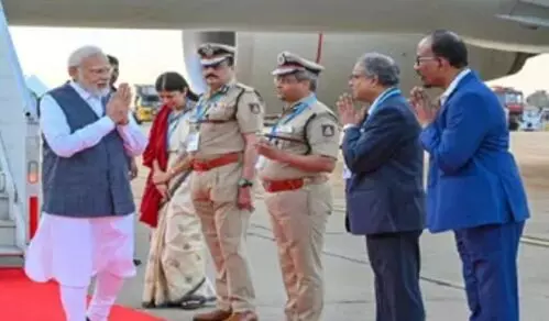 PM Modi lands in Bengaluru to meet scientists at ISRO